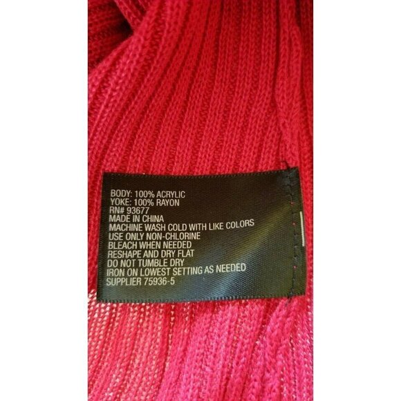 Worthington Woman Rib Knit Top Pullover Long Slv Sweater Red Nylon Blend 1XL NWT - Picture 6 of 6